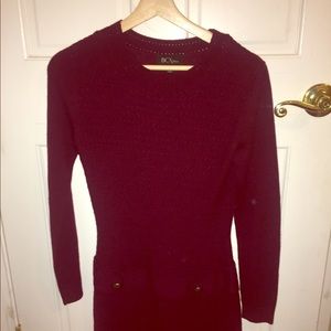 Dark red women’s sweater dress